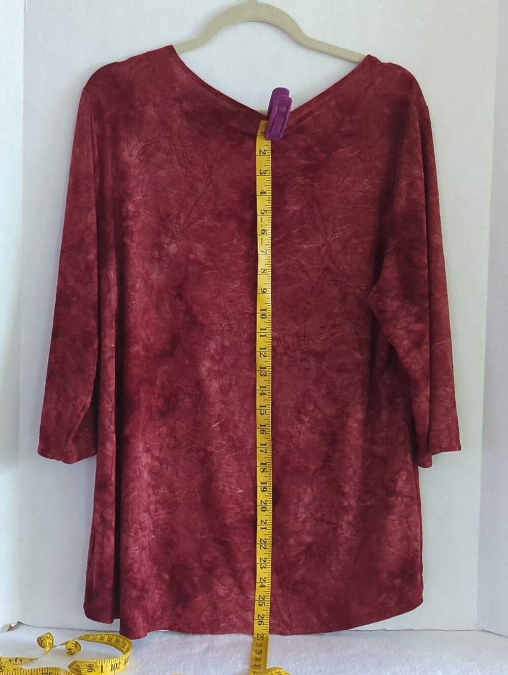 Dress Barn Reddish Orange Stretchy Embellished Floral 3/4 Sleeve Top Size 2X - Picture 3 of 10